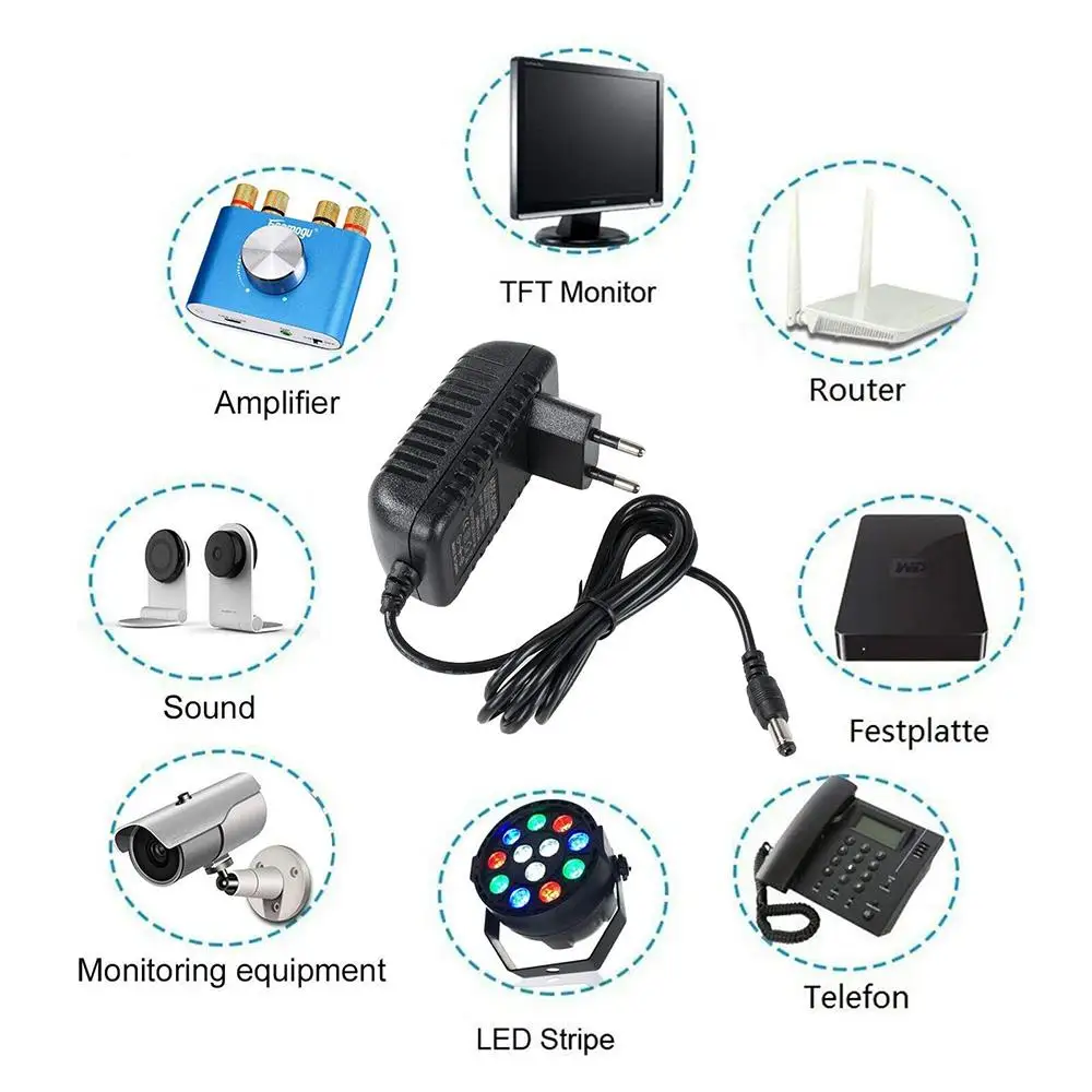 

High quality AC Switching power adapter DC 12V 2A charger Plug 2.1mm x DC UK Supply 5.5mm M3S4