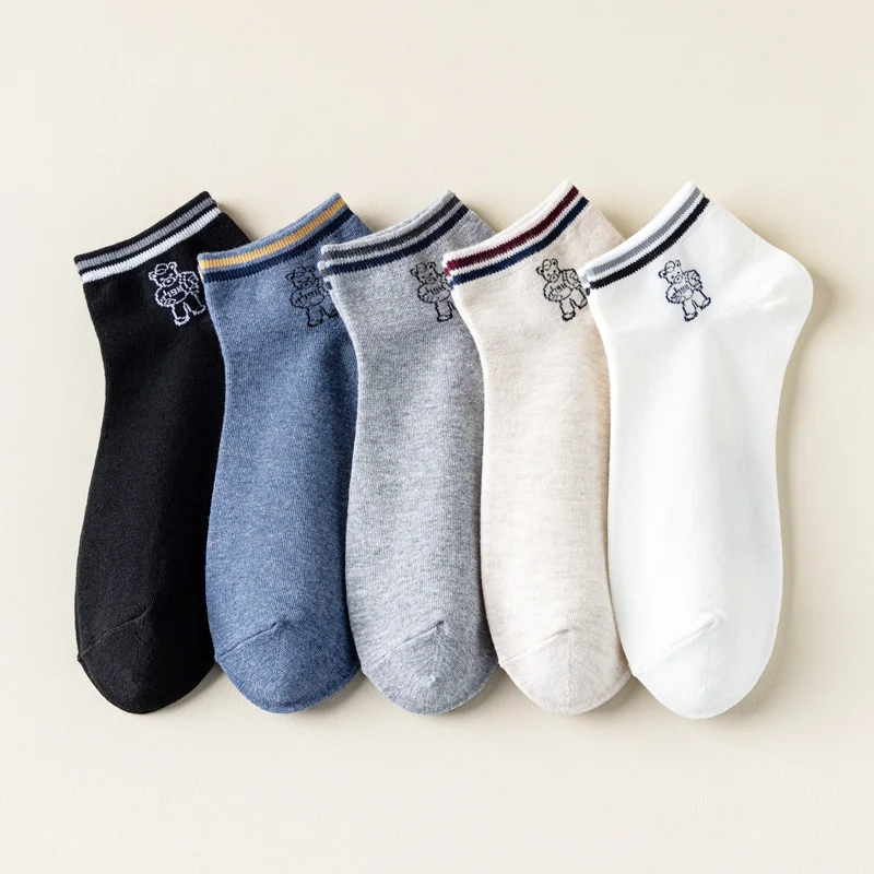 5 Pairs Bear Socks For Men High Quality Cotton Sports Socks Size EU 38-45 Dropshipping