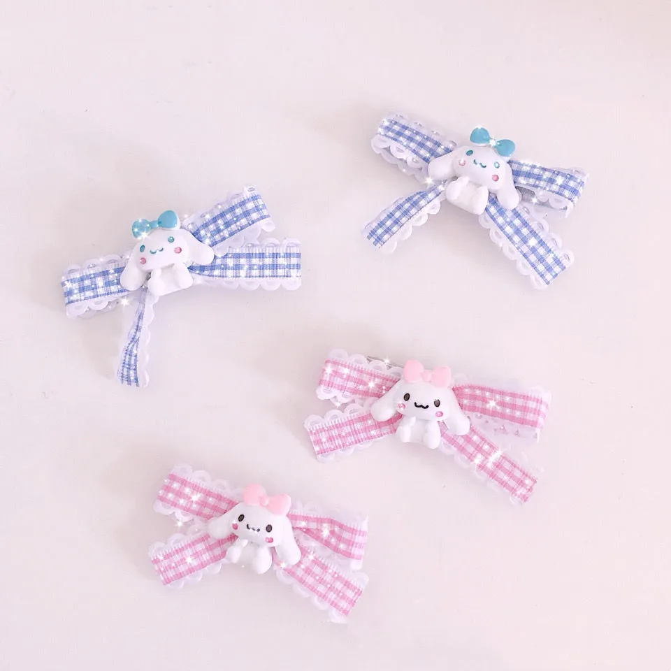 

Kawaii Anime Sanrios Cartoon Cinnamoroll Cute Lorita Handmade Bow Headdress Hairpins Hair Accessory Accessories Girls Gift