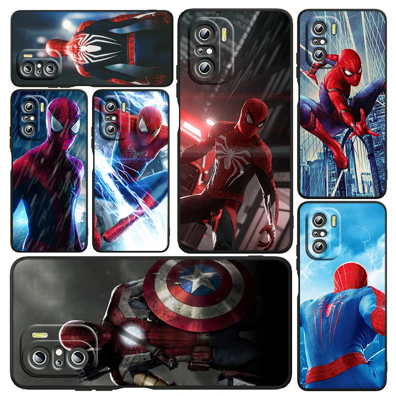 

Marvel Avengers Spiderman Phone Case or Xiaomi Redmi K50 K40 Gaming 10 10C 9AT 9A 9C 9T 8 7A 6A 5 4X Black Soft SIlicone Cover