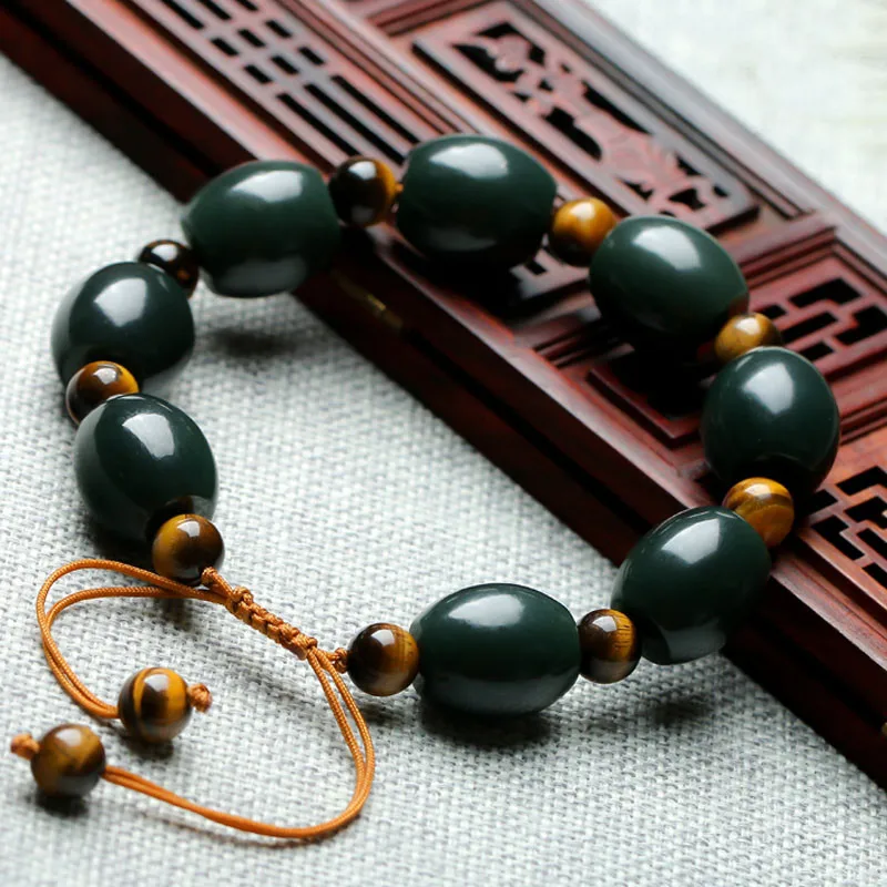 

Natural Hetian Qingyu Lu Lu Tong Jade Bracelet Jewelry Fine Jewelry Lucky Exorcise Evil Spirits Auspicious Jade Bracelets Gifts
