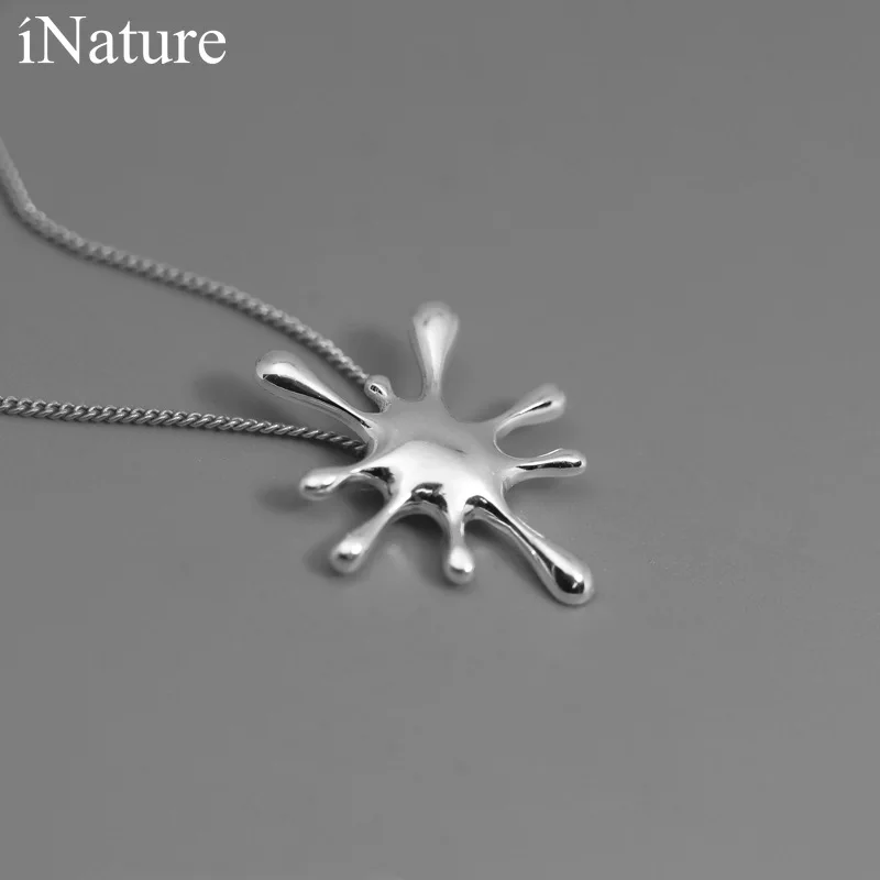 

INATURE 925 Sterling Silver Fashion Metal Irregular Waterdrop Shape Pendant Hip Hop Choker Necklace For Women Statement Jewelry