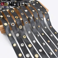 10meters meetee 12cm fashion punk rivets leather rope bags strap pu ribbon diy collar garment decoration cods accessories