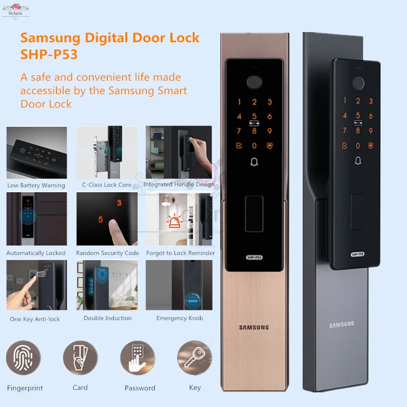 

Samsung Smart Digital Doorlock SHP-P53 Biometric Fingerprint Lock Security Intelligent Home Locks With Password,Card,Key