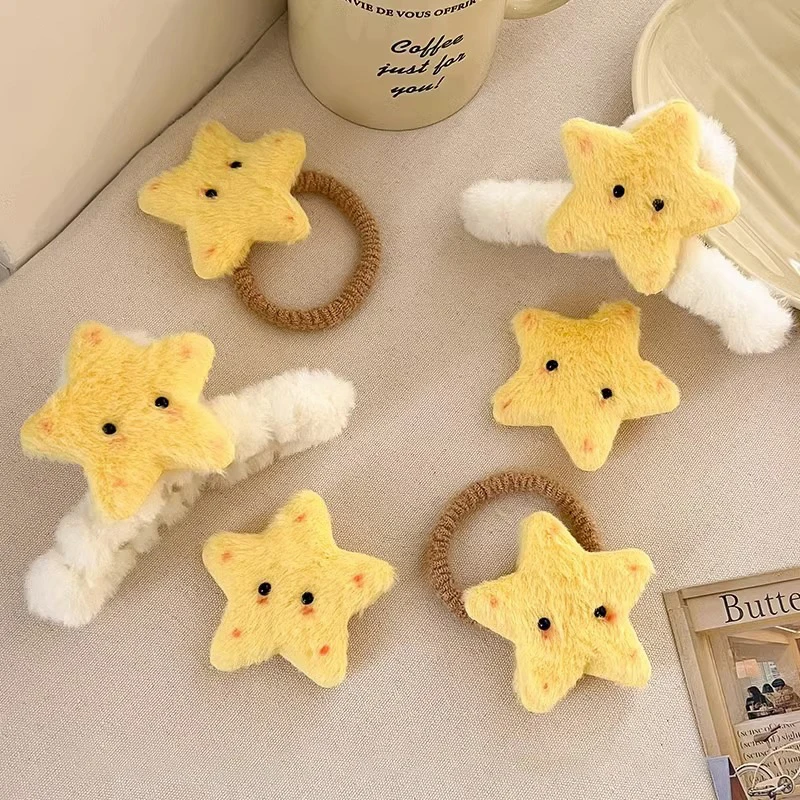 

Star Hair Clip Women Metal Hair Clips Winter plush Hair Clip Shark Barrettes Hairpins Fluffy Yellow Girls Hair Accessories