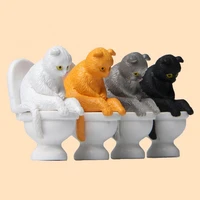 mini cat model high simulation vivid expression decoration accessories toilet miniature cat animal model toy for kids
