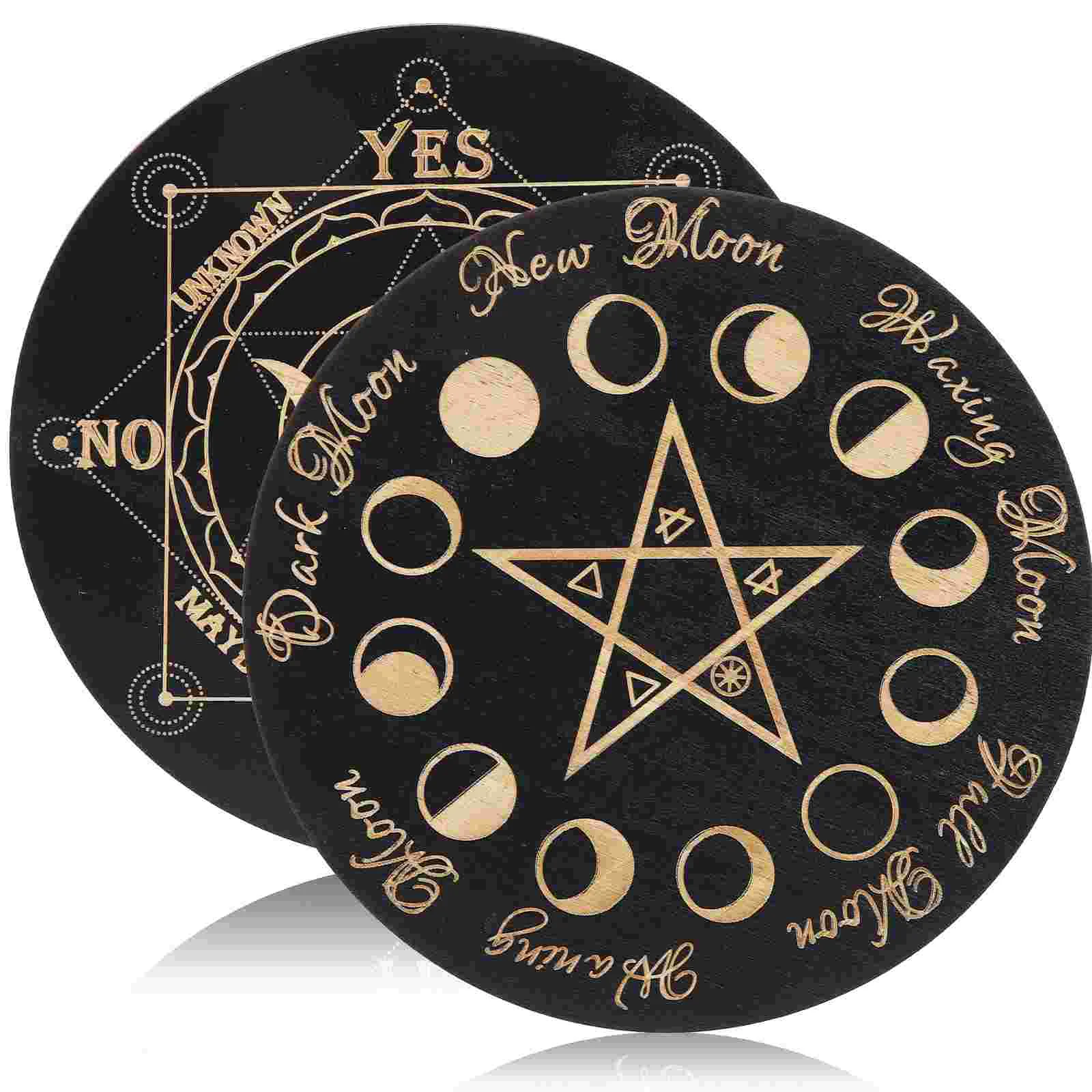 

2 Pcs Wooden Tarot Cards Divination Pendulum Board Decor Altar Accessory Crystals Props Supplies Message