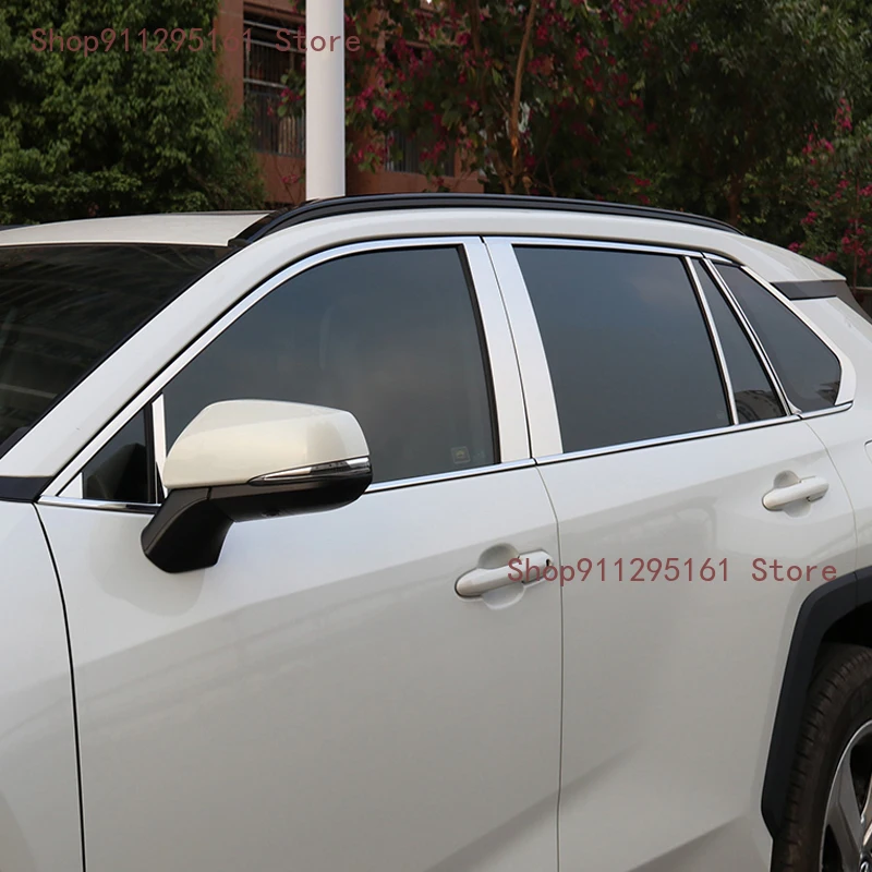 

22PCS for Rav4 2020 modified special stainless steel car window bright strip center pillar side window trim strip