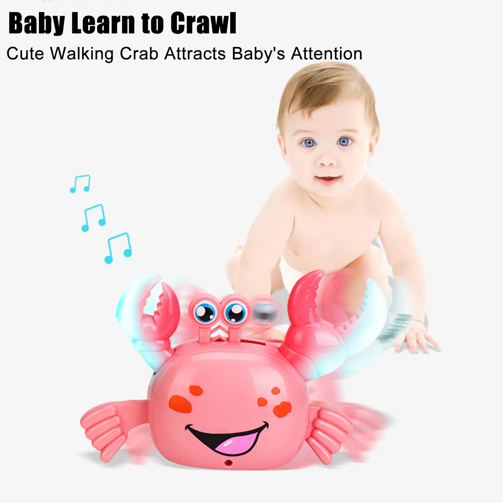 

Crawling Crab With Music And LED Light Electric Pet Musical Toys Children'S Toys Birthday Gifts Interactive Learn To Climb Toys
