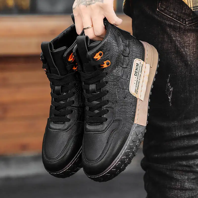 

Men's Running Sport Shoes High Gym Running Shoes Grey Sports Tennis For Men Training Red Sneakers Without Lace Tennis Single