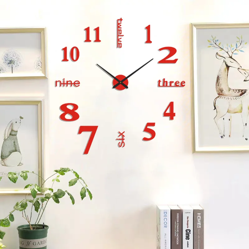 

Creative Luminous Silent Wall Clock DIY Living Room Stereo Decorative Clock Digital Clock Acrylic Wall Sticker Clock