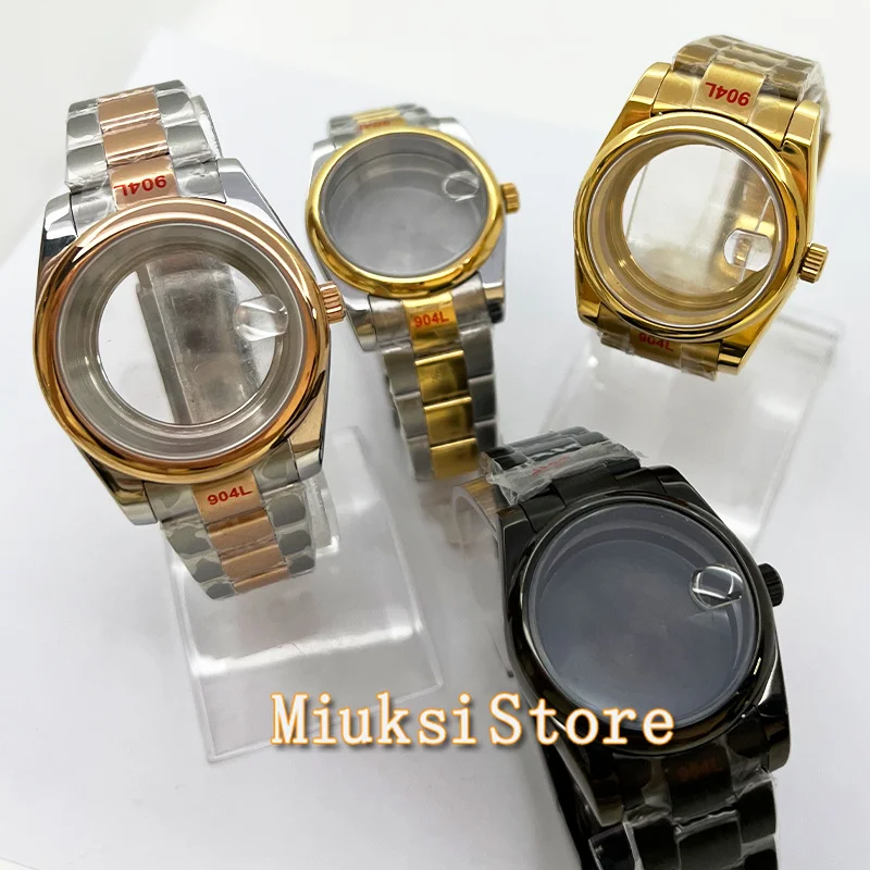 36mm/40mm PVD cae Sapphire Glass Watch Case Fit NH35 NH36 Miyota82 series DG2813 3804 ETA 2836 Movement Fix Bezel