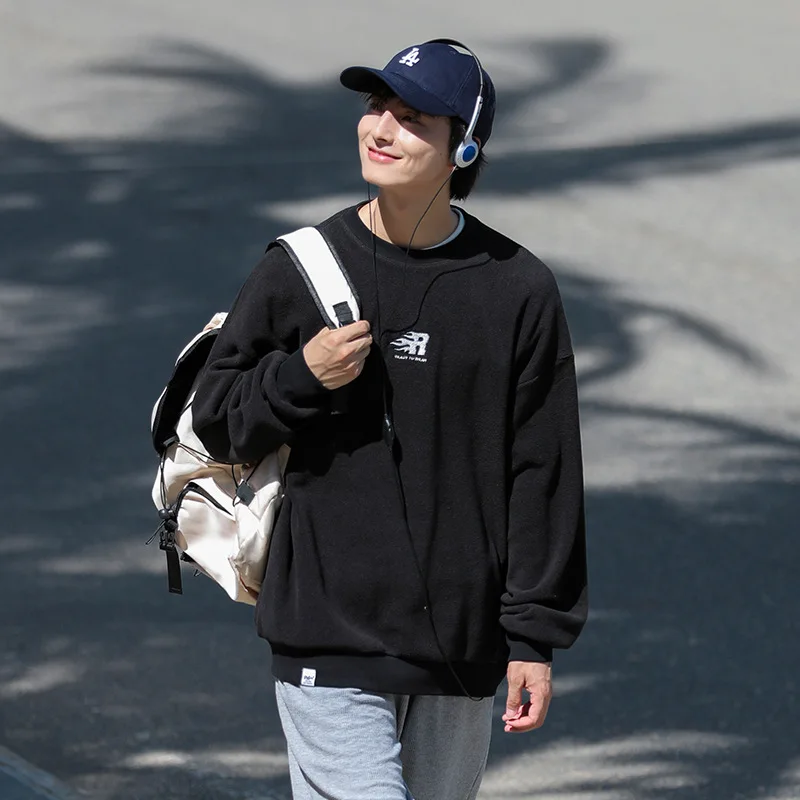 

Autumn New Hoodies Men Embroidery Fashion Hoodie Man Youth Pullover Trend Versatile Long Sleeve Coats Round Neck Sweatshirts Top