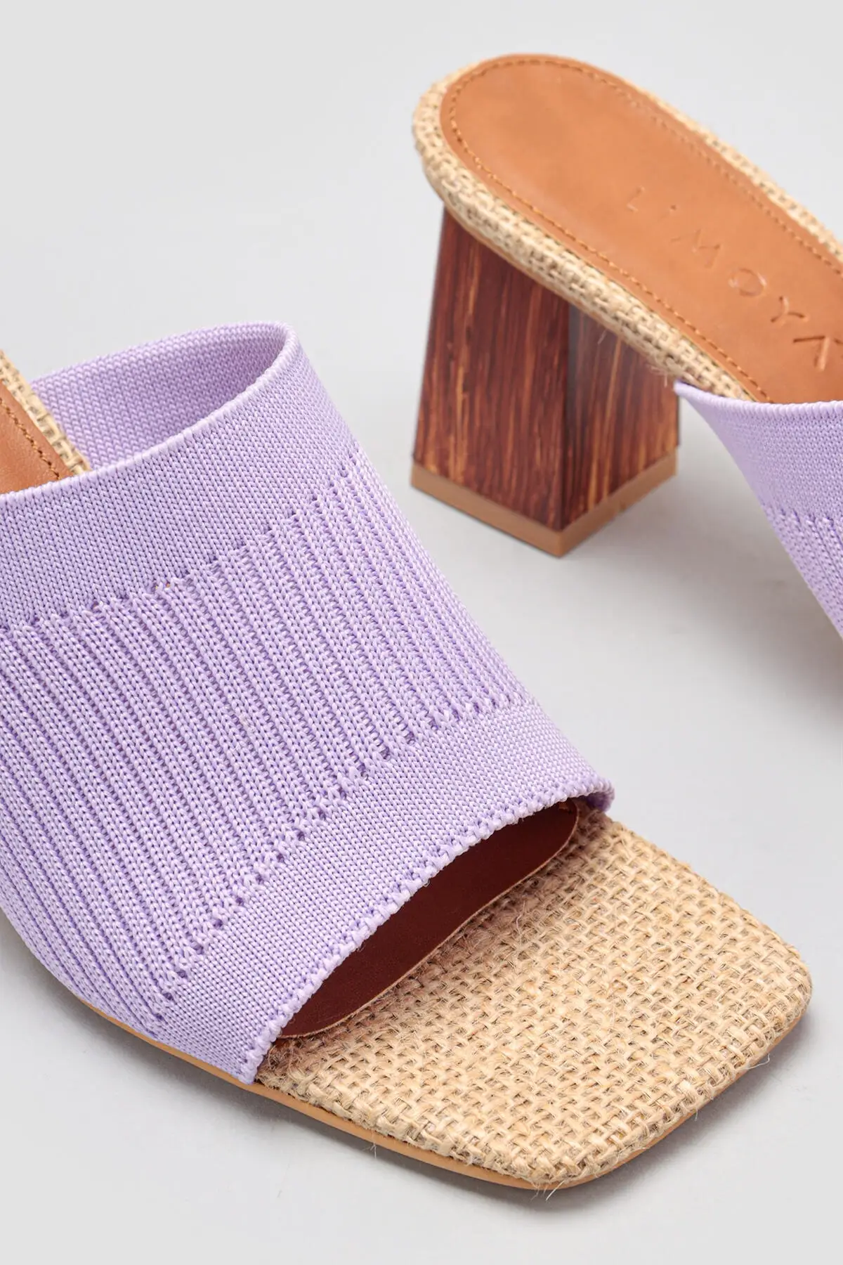

Women Lilac Mesh Fabric Square Toe High-Heeled Slippers