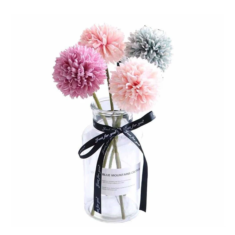 

Silk Artificial Hydrangea Bouquet 5pcs Bundle Fake Flower Wedding Shoot Props Faux Dandelion for Home Office Bedroom Decoration