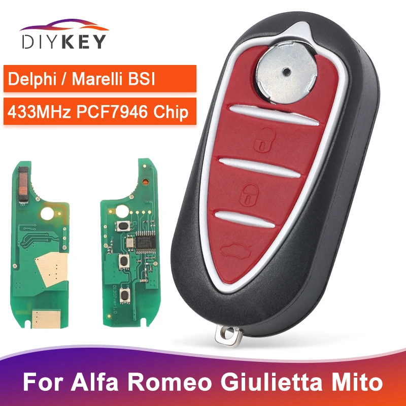 Пульт дистанционного управления DIYKEY с 3 кнопками для Alfa Romeo Giulietta Mito 2008-2016