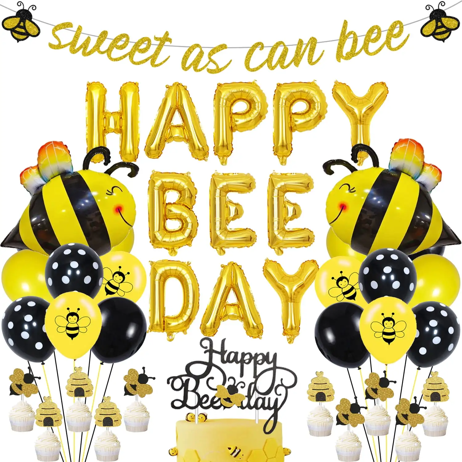 

JOLLYBOOM Bee Party Sweet As Can Be Banner Baby Shower Decoration, Bumblebee Baby Shower Theme First Birthday Party Supplies