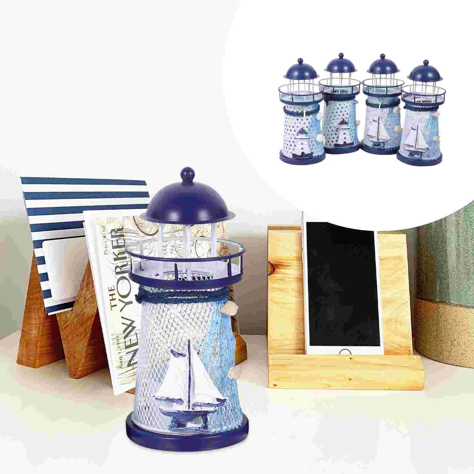 

Lighthouseholder Nautical Figurine Candlestick Decor Ornament Statue Tealight Iron Stand Vintage Decorativevotive Party Coastal