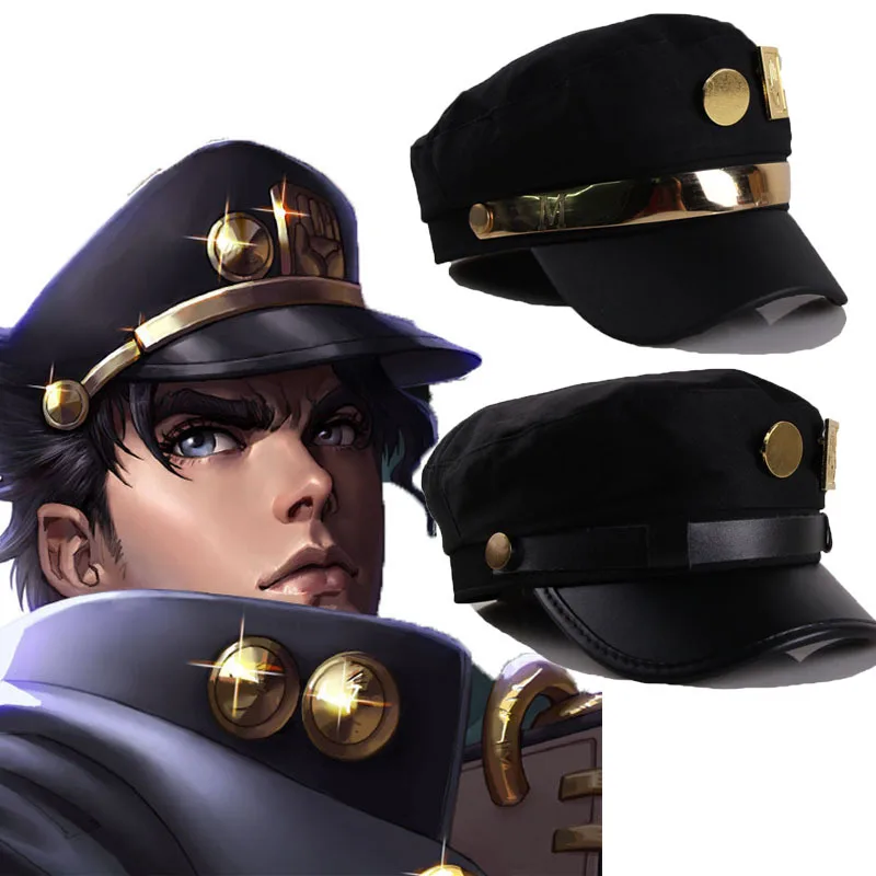 

NEW Anime JoJo's Bizarre Adventure Cosplay Cap Jotaro Kujo Joseph Hat Army Military JOJO Caps Hats Badges Animation Around Props