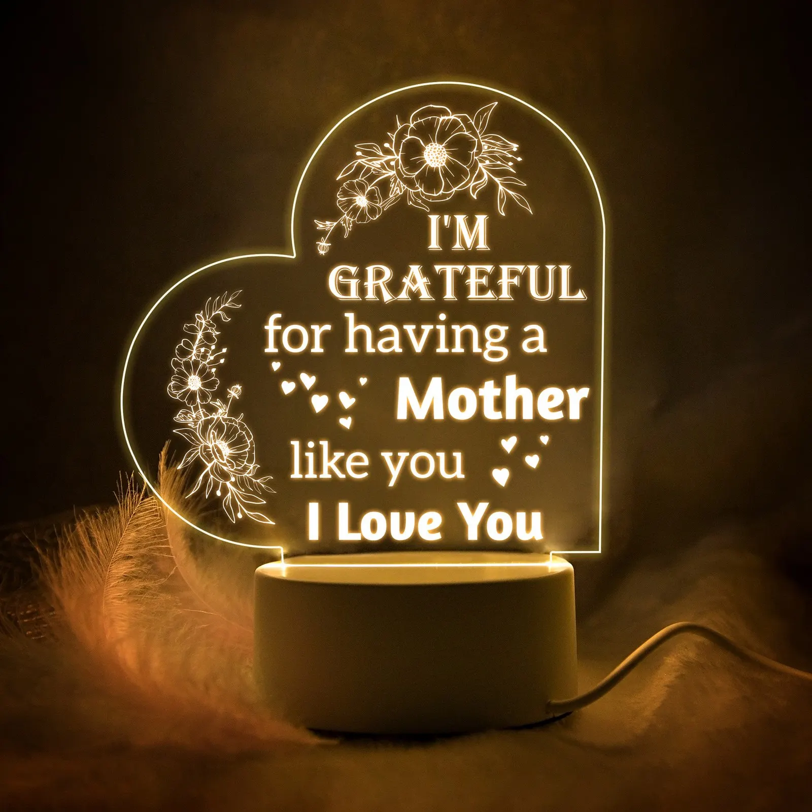 

Table Lamp For Bedroom Mom Birthday and Mother Day Novelty Present Thanksgiving Gift for Mommy Night Light Decoration Lamp