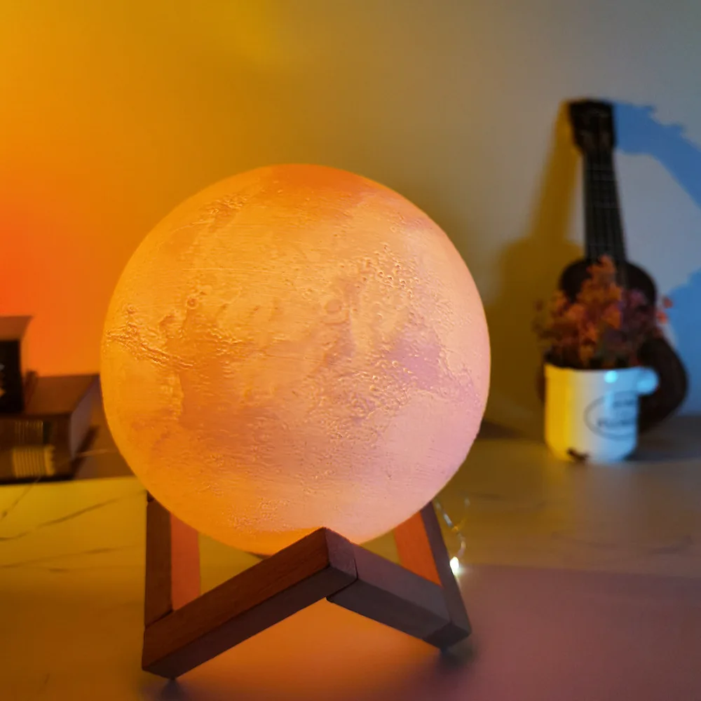 

Лампа Mars с 3D-принтом, маленькая Настольная лампа с USB-зарядкой и дистанционным управлением, лампа в форме Луны для кормления грудью, подарок на день рождения, маленький светильник
