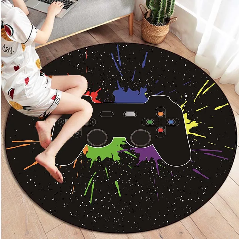 Gamer Controller Area Rugs Round non slip game mat children's room soft carpet home decoration practical carpet