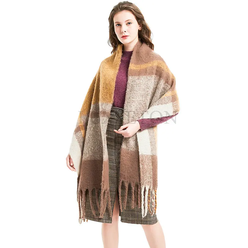 

Зимние кашемировые шарфы для женщин, новый теплый однотонный плотный длинный шарф, Классическая мягкая женская шаль, дамские шарфы