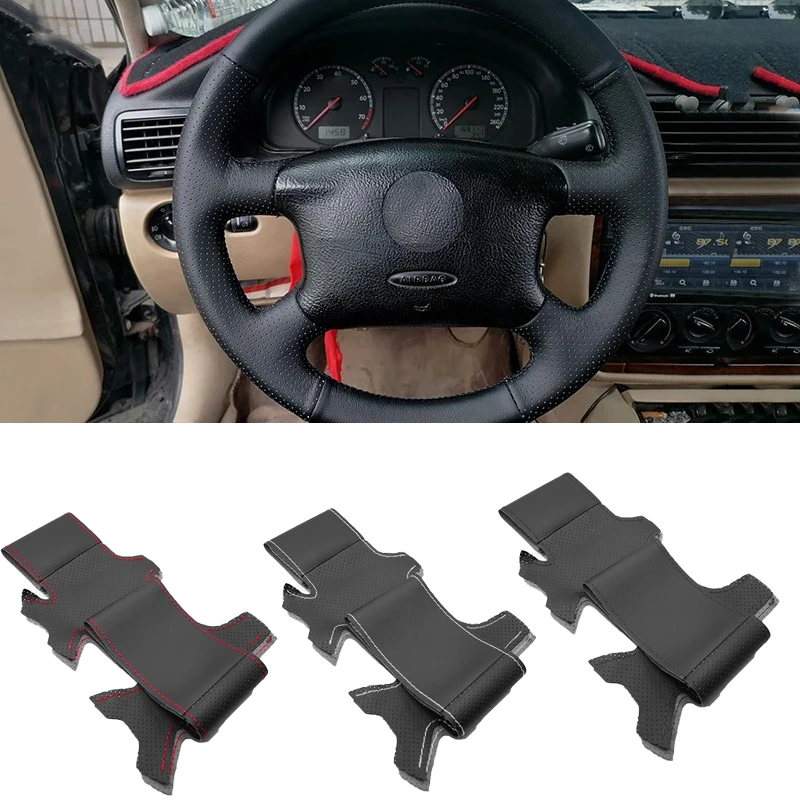 4 Mk4 Passat B5 1998 - 2005 Perforated Microfiber Leather Diy Hand-stitched Steering Wheel Cover Protective Trim
