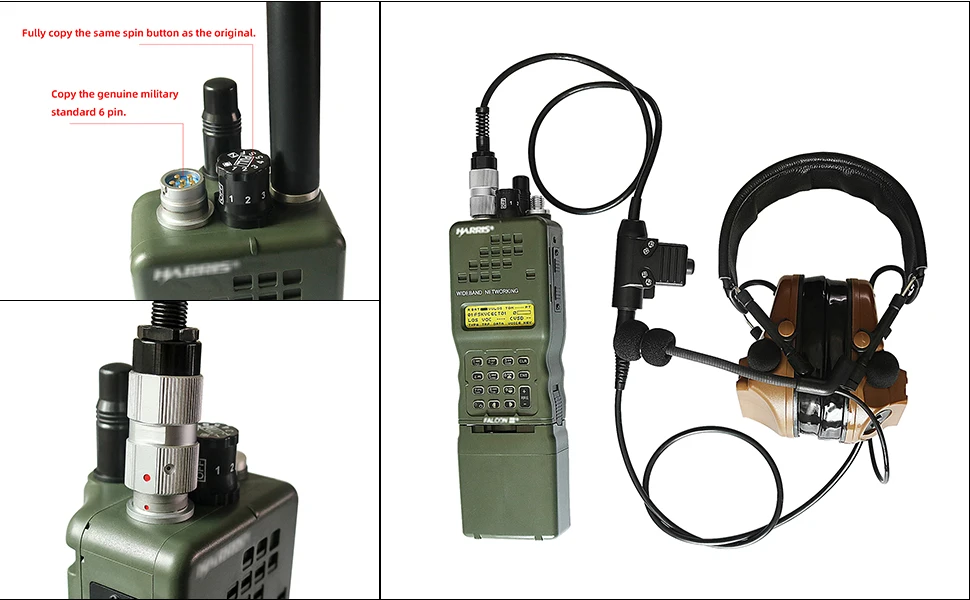 TS TAC-SKY Tactical Headset PTT 6 Pin U94 PTT+AN/PRC152 152A Military Radio Walkie Talkie Model Harris Virtual Chassis Dummy
