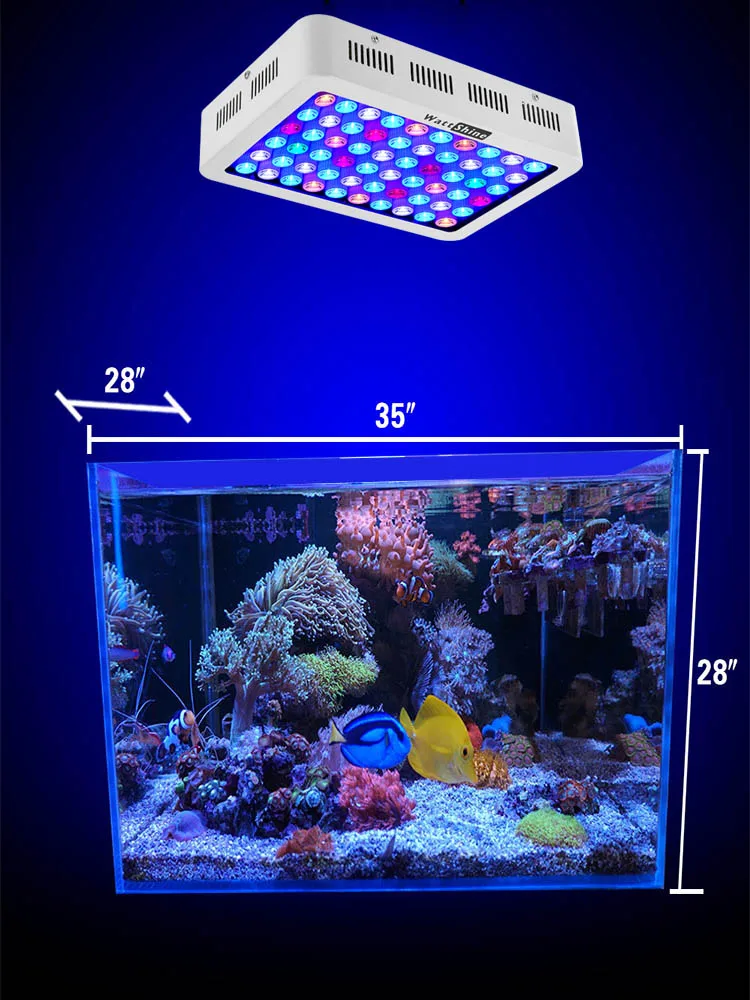 Aquarium Lights 300W Full Spectrum LED Coral Reef Light with Dual Dimmable Channels for Carols LPS SPS Marine Fish Tank