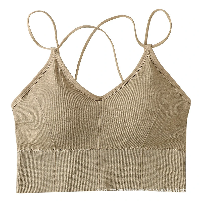 

Khaki Women Tank Tops 2022 Summer New Crochet Camis Summer Beach Crop Top Women Sexy Strappy Crop Tops Female Camisoles