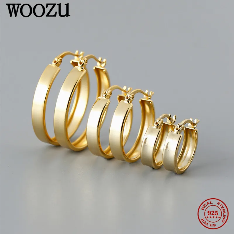 

WOOZU Bohemian Gloss Wide Circle Hoop Earrings For Women Elegant Chic Party Piercing Ear Bone 925 Sterling Silver Jewelry Gifts