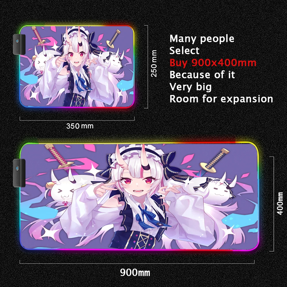 Мышь пэд печати Накири Аяме десктоп мэт Хололайв мауспэд аниме РГБ Лед гейминг компьютер тэйбл дэск руг ларж он.