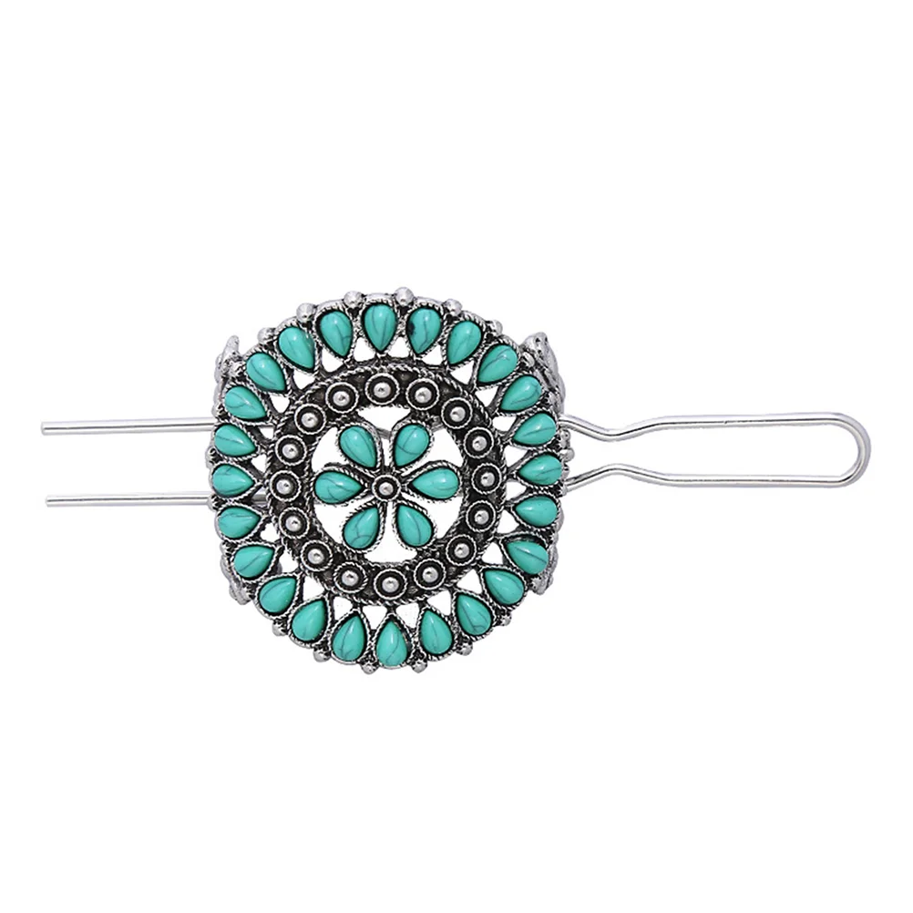 

Hairpin Women Headdress Chinese Style Fork Clips Retro Stick Accessory Ornament Fashion Turquoise