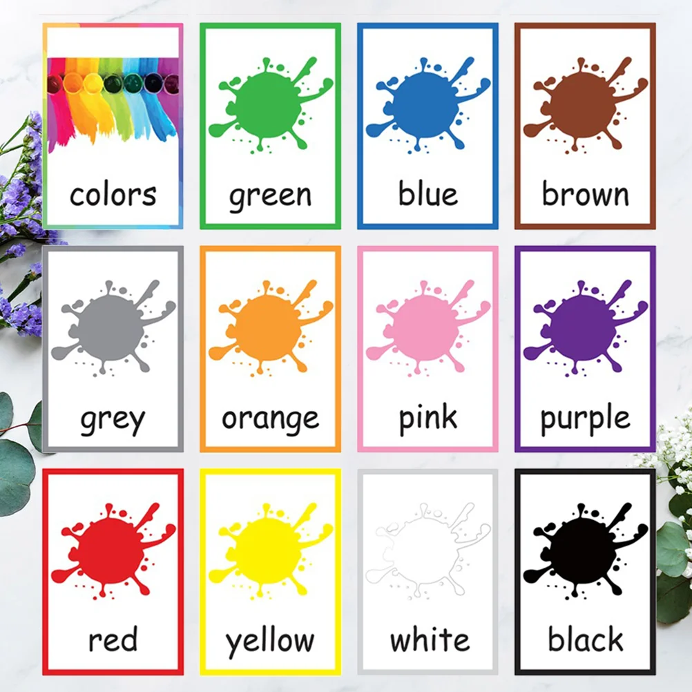 

12 листов, цветные слова, флэш-карты, цвета, флэш-карты, английский цвет, флэш-карты, водонепроницаемые английские буквы памяти