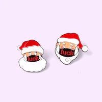new trend santa claus enamel brooch lucky white bearded old man creative metal badge punk jewelry clothing accessories lapel pin