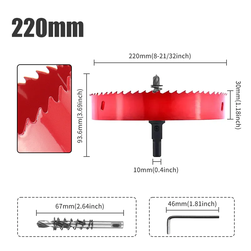 

Биметаллическое Кольцевое Сверло M42 HSS 102-220 Мм Для Резки Алюминия, Железа, Нержавеющей Стали, Для DIY И Деревообработки