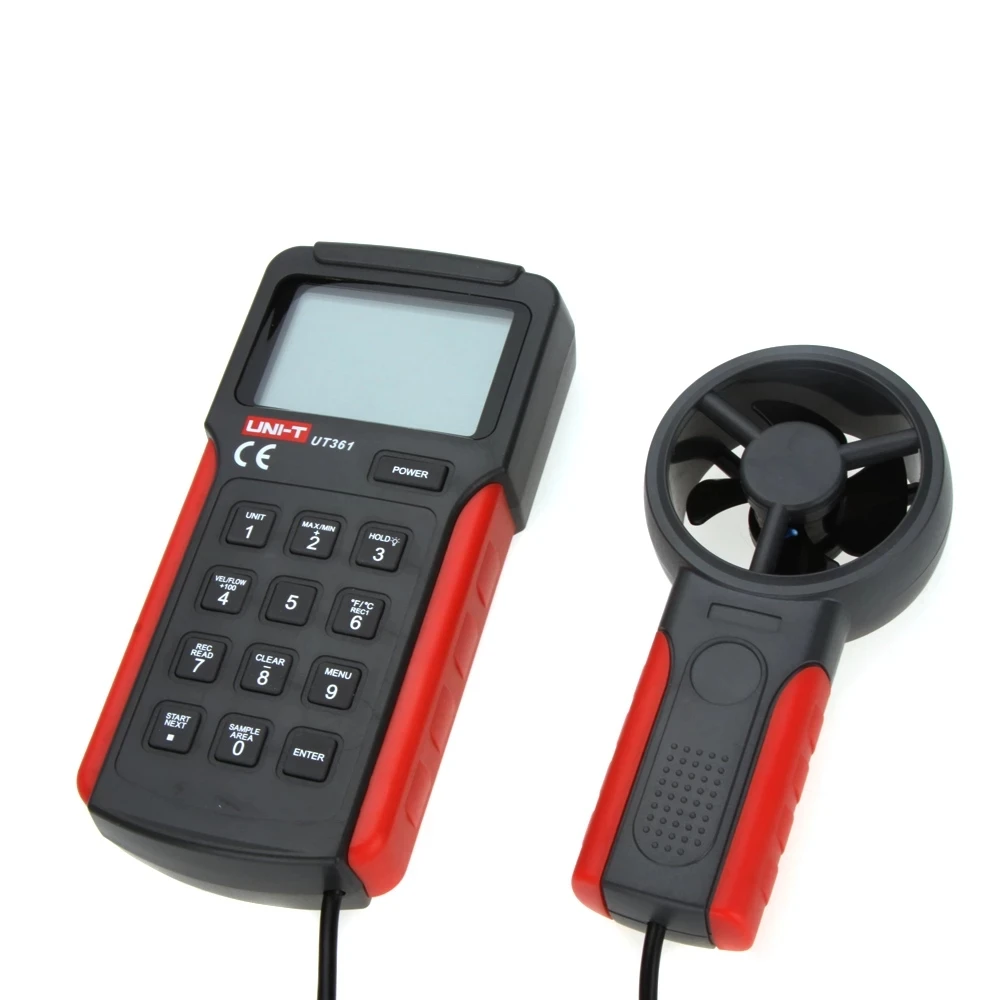 

UNI-T UT361 Digital Air Flow Meter Tachometer Anemoscope Anemometer Data Hold with Temperature Measurement LCD Backlight