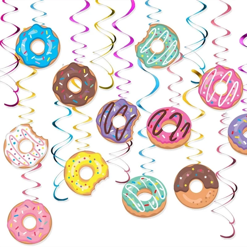 Donut Party Tableware Supplies Set Donut Growth Happy Birthday Party Donut Paper Plate Cup Napkin Straw images - 6