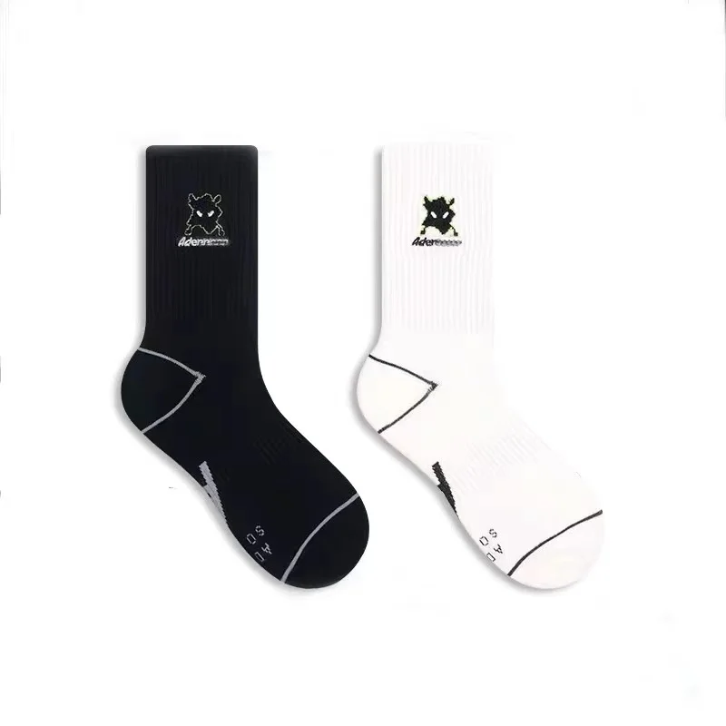 

Chao brand Adererror alien little monster head embroidery Socks street sports fashion black-and-white medium tube cotton Socks