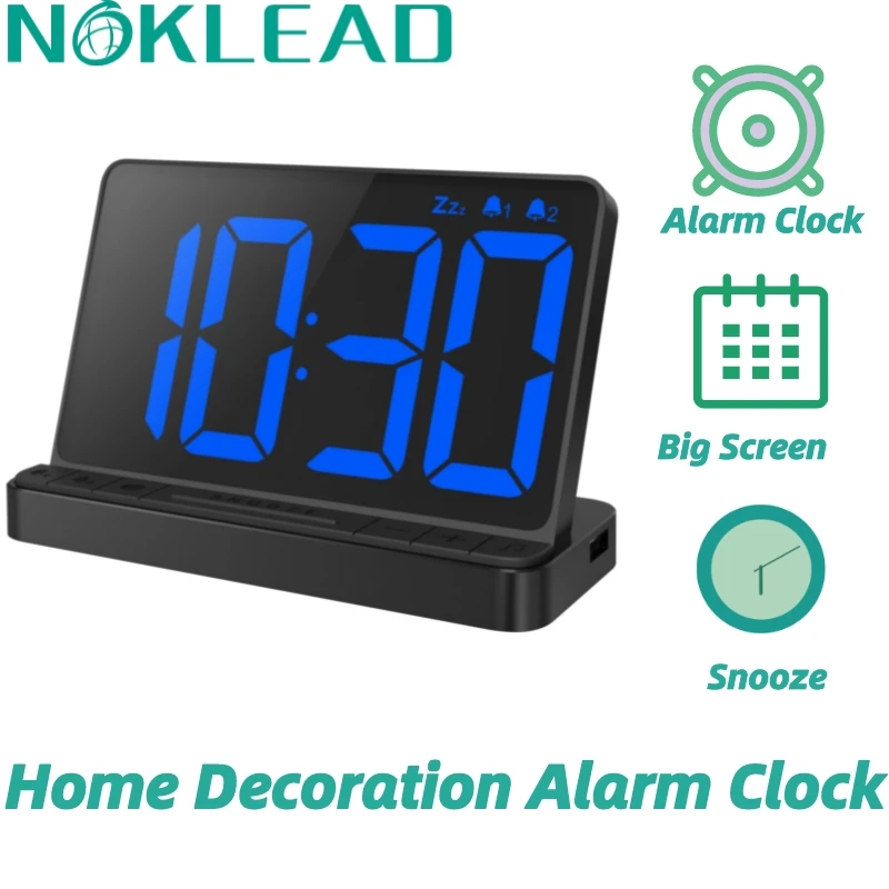 

NOKLEAD LCD Digital Alarm Clocks Bedside Clock Snooze Clock Electronic Table Date Display with Large Screen Home Decoration