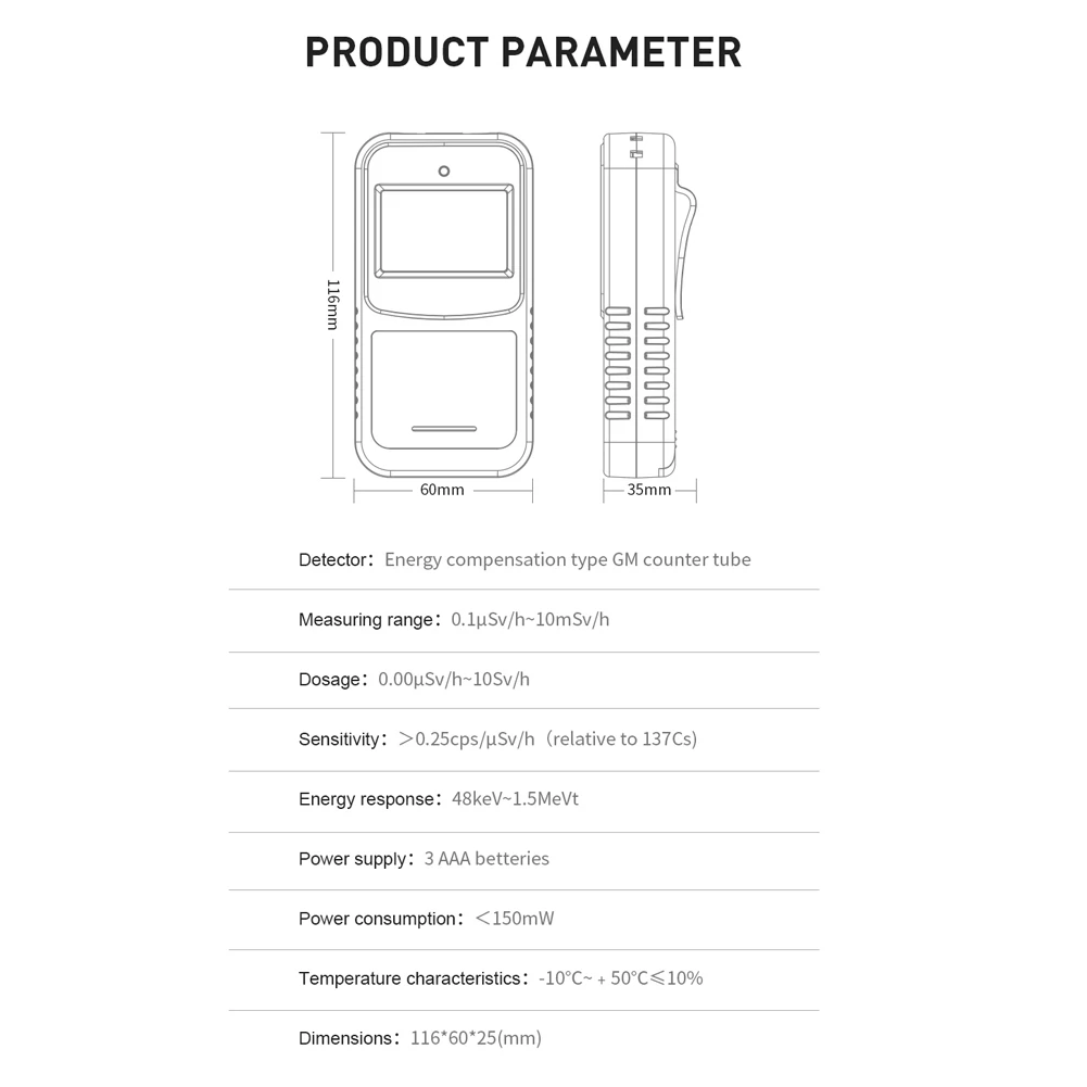 F S-600 USB Counter Nuclear Radiation Detector Radioactive Ray X-Ray γ-Ray Tester Dosimeter |