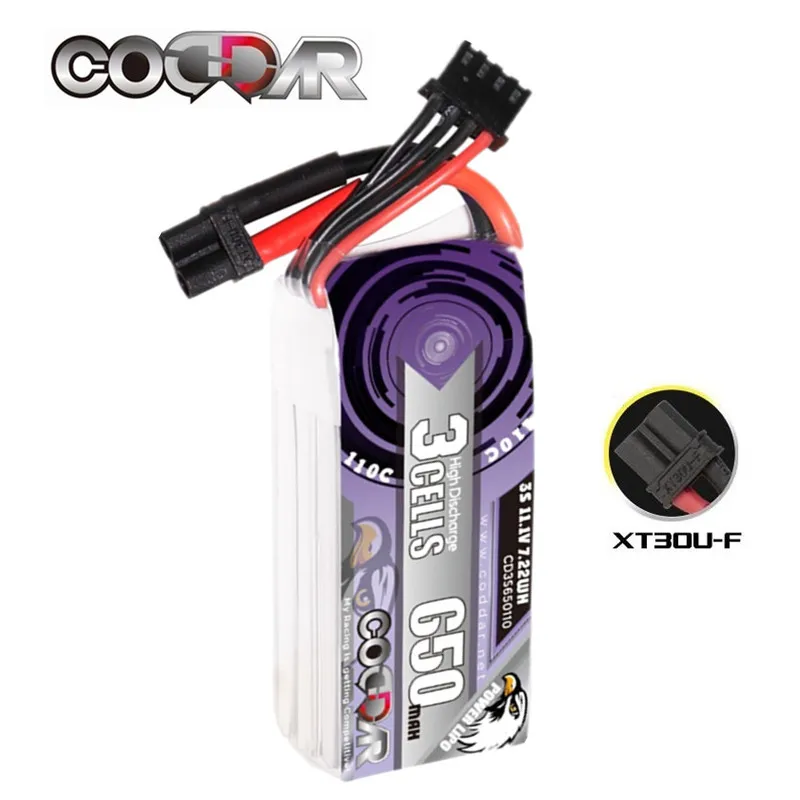 

Аккумулятор CODDAR LiPo 3S, 650 мА · ч, 11,1 В, 110C