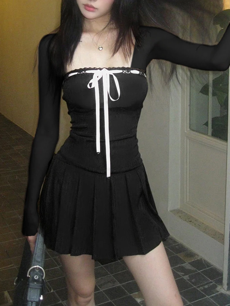 IAMSURE Французский бант кружевная отделка A - образное платье Сладкое с длинным