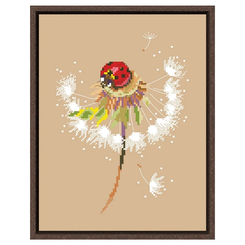 Моменты лета - набор для вышивки крестиком "Божья коровка" на льняной канве 14 и 11 т.см. ручная работа.