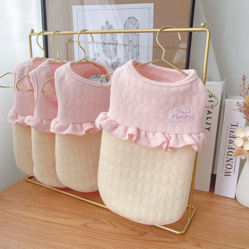 Комбинированный жилет для домашних животных без рукавов осенне-зимнее кружевное