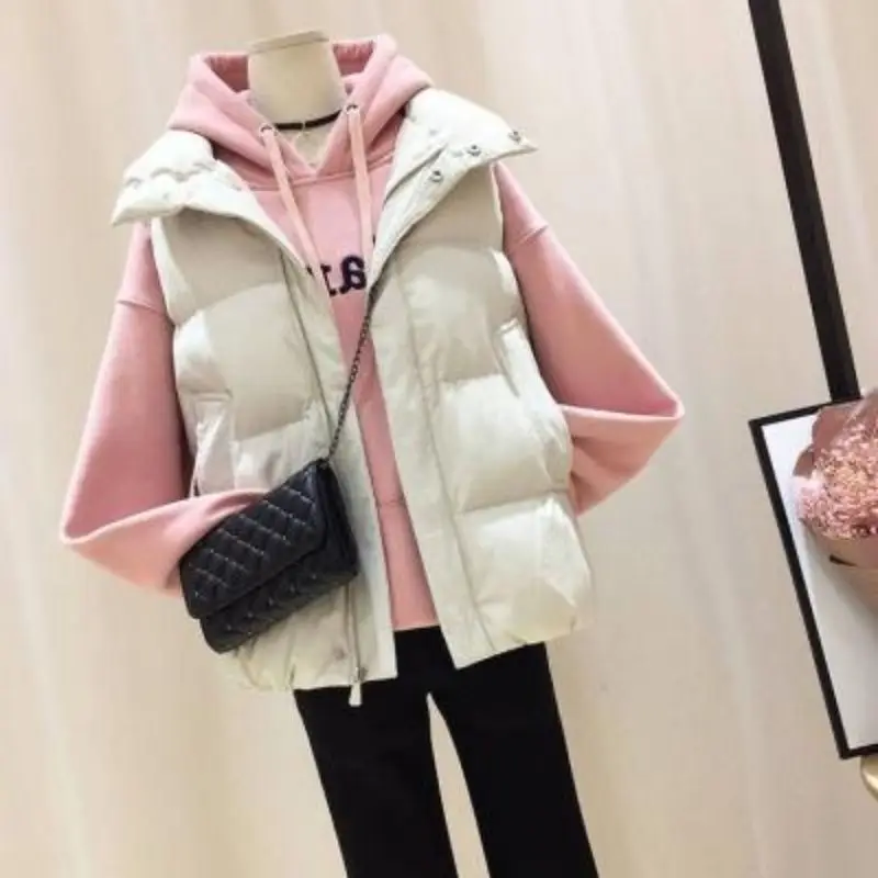 

Jacket Vest Large Size Cotton Clothes Women's Short Autumn Winter Down Cotton Chaleco Mujer Stand Collar Femme Clothing E434