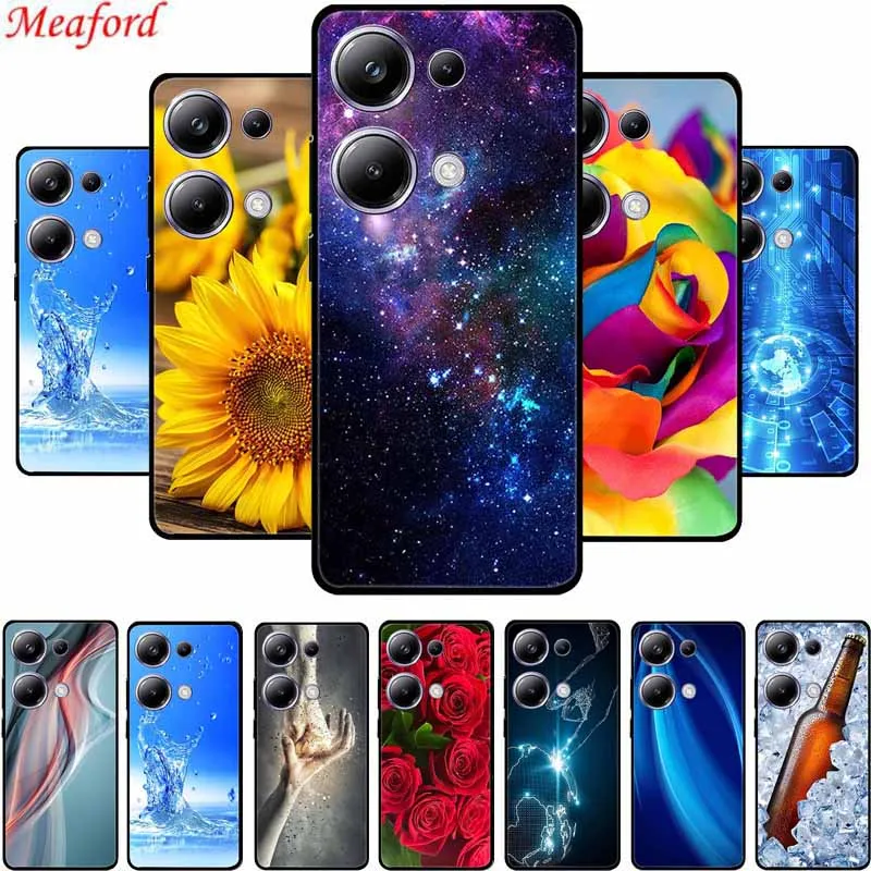 Для Xiaomi POCO M6 Pro 4G Задняя крышка Чехол M 6 M6Pro Черный силиконовый мягкий чехол для Redmi