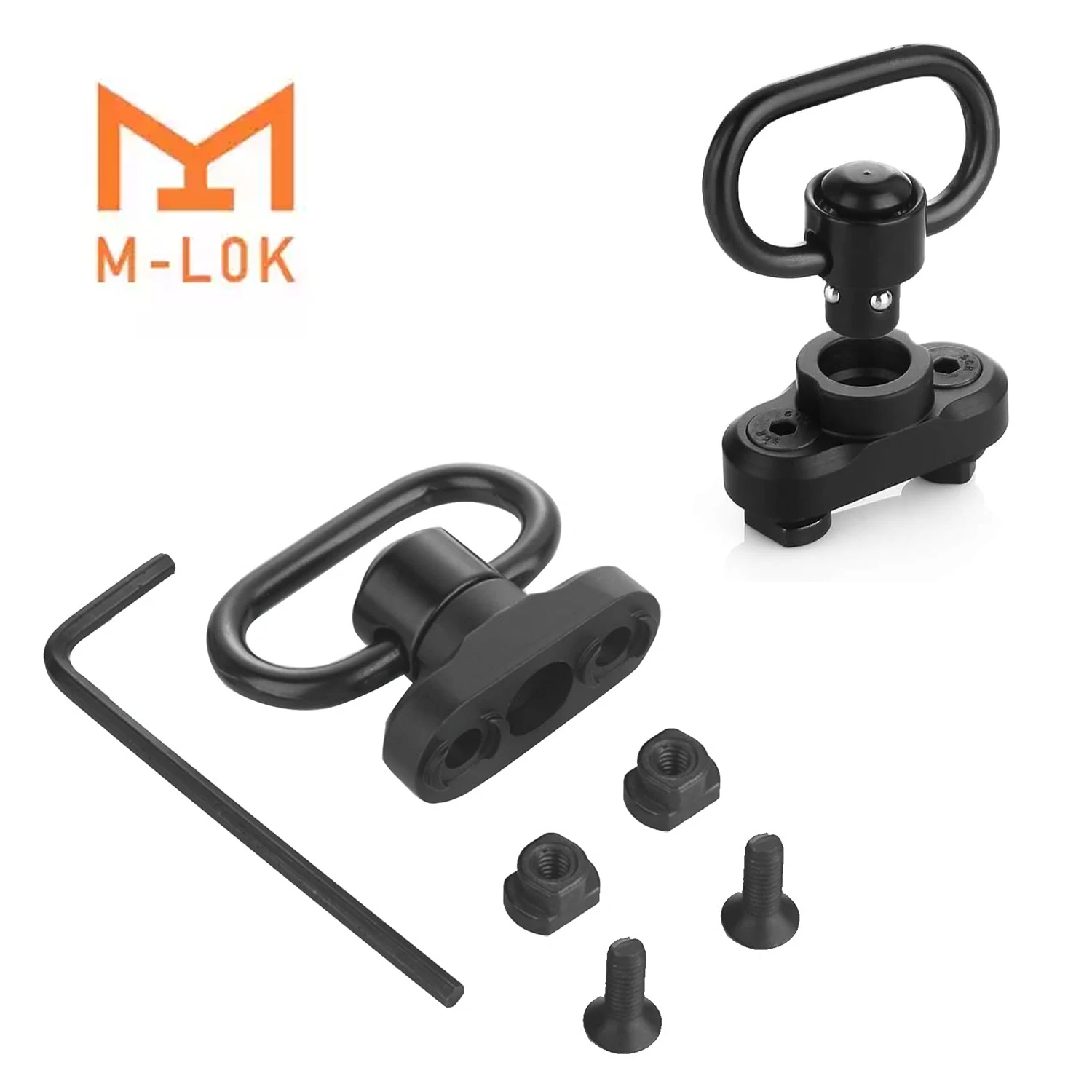 

1.25” QD Sling Swivel Mount Heavy Duty Quick Detach Push Button Swivels for M-LOK Two Point Sling 360°Rotatable Easy to Mount QD