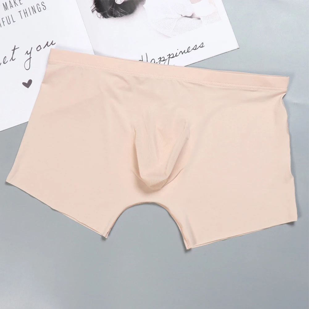 

Men Ice Silk Seamless Boxers Brief Male Soft Comfortable Underwear Solid Boxer Shorts Breathable Panties Smooth Lingerie Solid